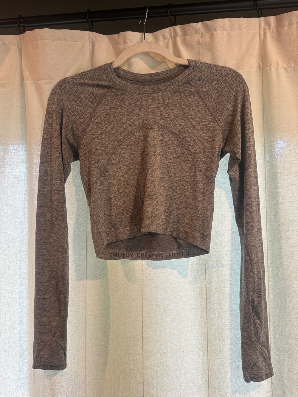 lululemon athletica Heathered Gray Long-Sleeve Cropped Crew Top